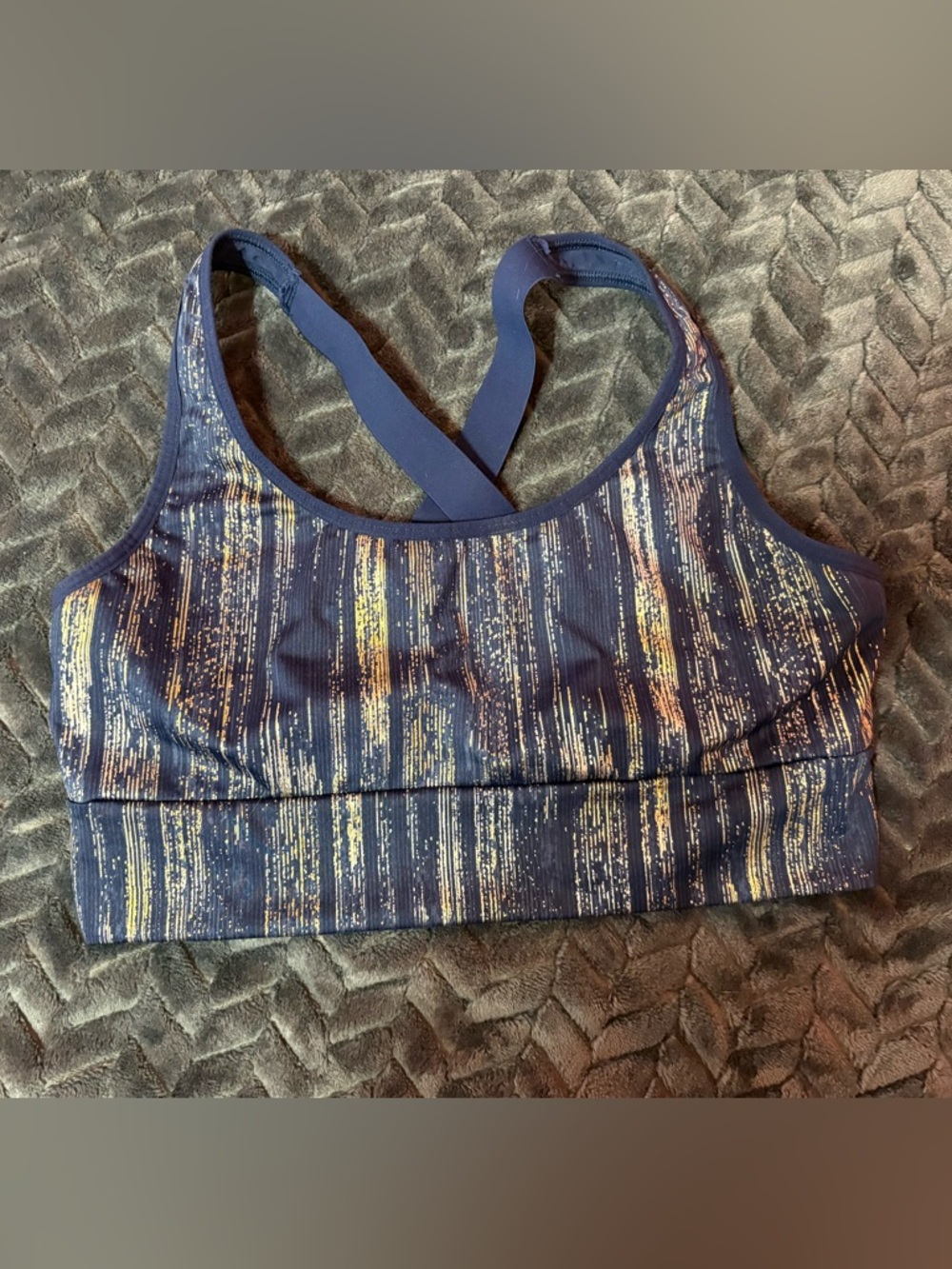 Victoria Sport Metallic-Accent Navy Sports Bra